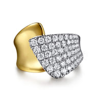 14K White  Yellow Gold Graduating Diamond Bypass Ring