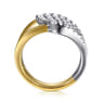 14K White  Yellow Gold Graduating Diamond Bypass Ring - 1.05 ct