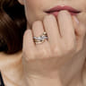 14K White  Yellow Gold Graduating Diamond Criss Cross Diamond Cut Ring - 0.35 ct