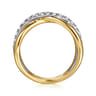 14K White  Yellow Gold Graduating Diamond Criss Cross Ring - 0.5 ct