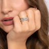 14K White  Yellow Gold Graduating Diamond Criss Cross Ring - 0.5 ct