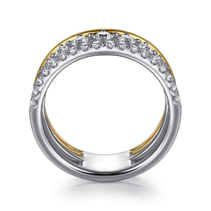 14K White  Yellow Gold Graduating Diamond Easy Stackable Ring