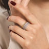 14K White  Yellow Gold Graduating Diamond Easy Stackable Ring - 0.75 ct