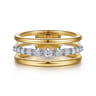 14K White Yellow Gold Graduating Diamond Easy Stackable Ring - 0.21 ct