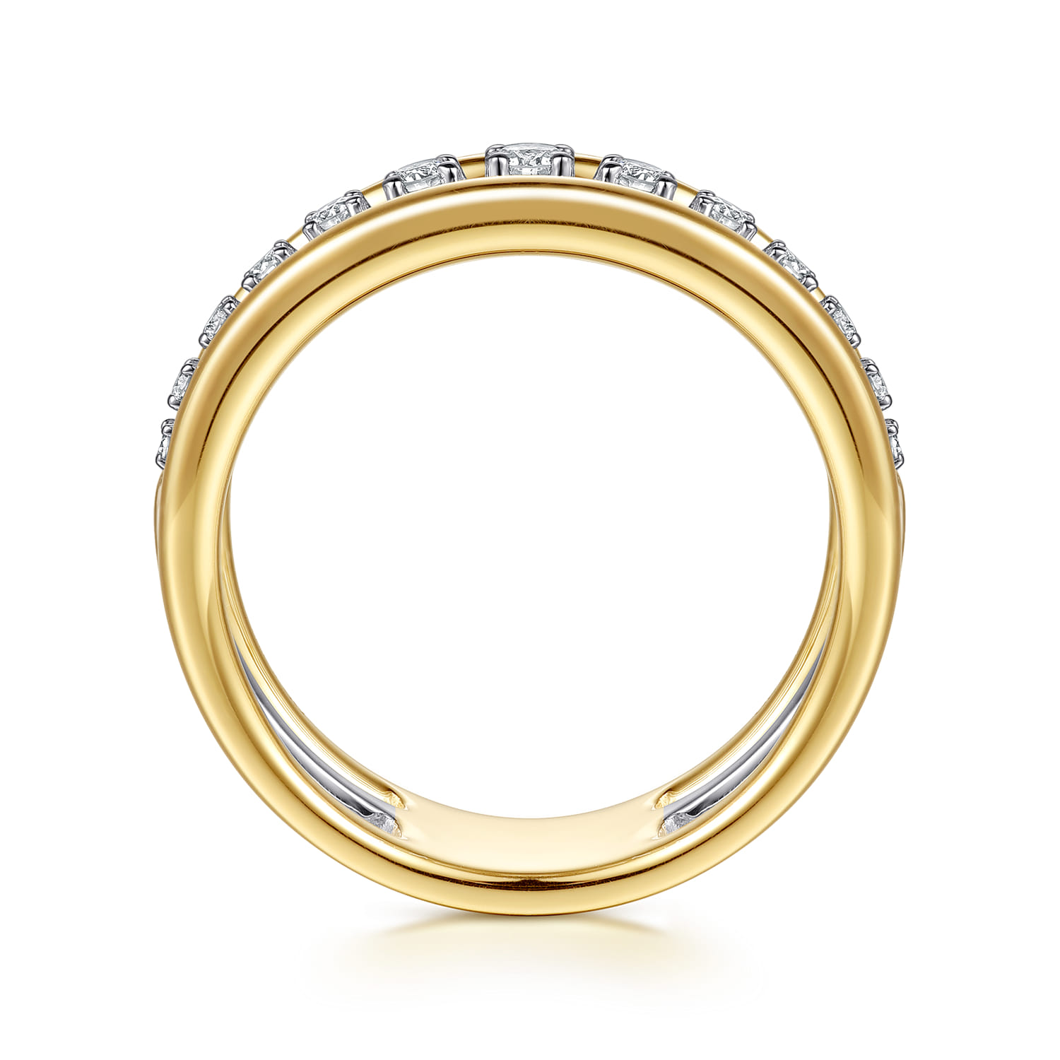 14K White Yellow Gold Graduating Diamond Easy Stackable Ring - 0.21 ct - Shot 2