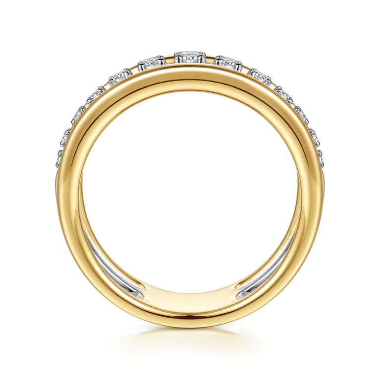 14K White Yellow Gold Graduating Diamond Easy Stackable Ring - 0.21 ct - Shot 2