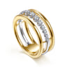 14K White Yellow Gold Graduating Diamond Easy Stackable Ring - 0.21 ct