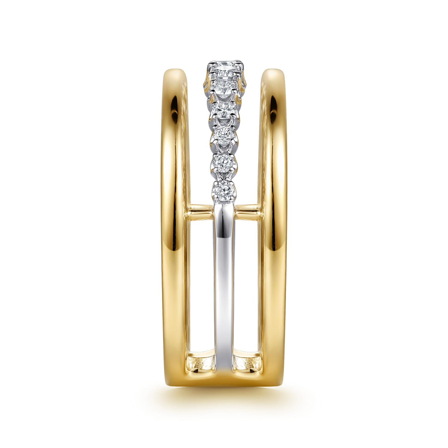 14K White Yellow Gold Graduating Diamond Easy Stackable Ring - 0.21 ct - Shot 4