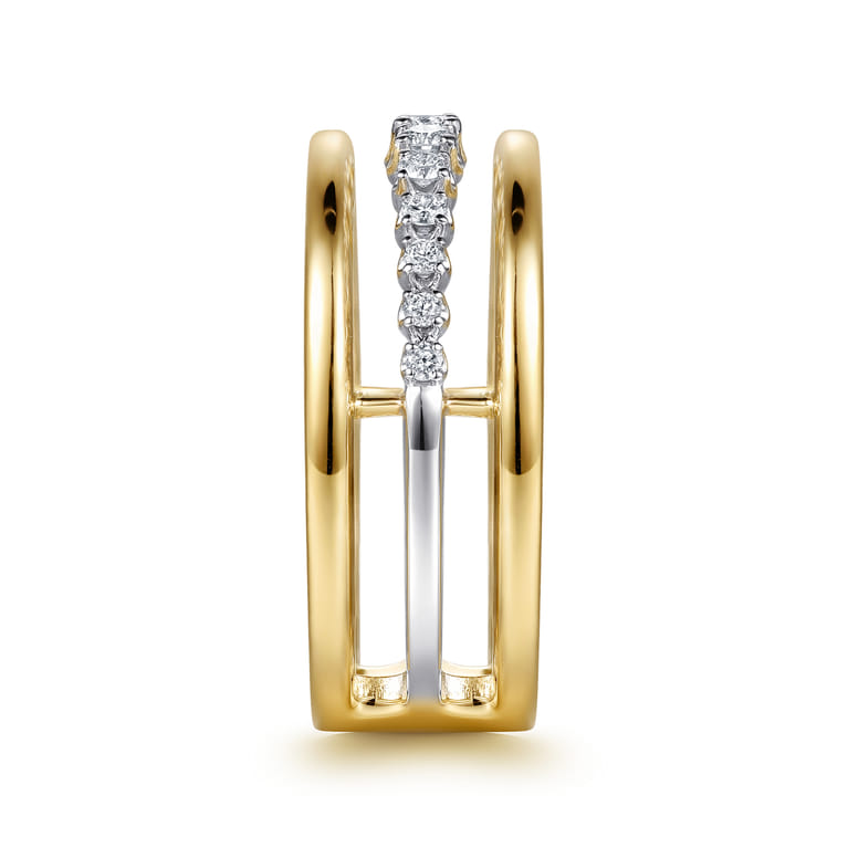 14K White Yellow Gold Graduating Diamond Easy Stackable Ring - 0.21 ct - Shot 4