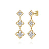 14K White Yellow Gold Graduating Diamond Flower Stud Drop Earrings - 0.8 ct