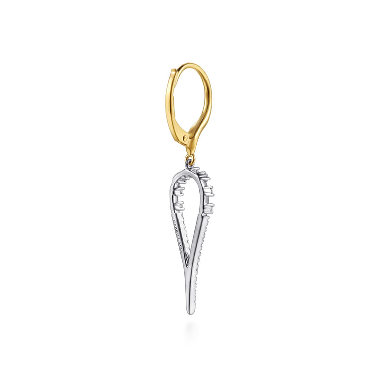 14K White Yellow Gold Graduating Diamond Huggie Drop Earrings - 0.35 ct - Shot 2