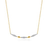 14K White Yellow Gold Graduating Diamond Kite Shape Curved Bar Necklace - 0.24 ct