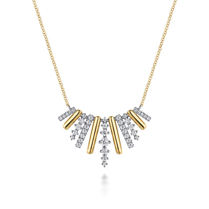 14K White  Yellow Gold Graduating Diamond Pendant Necklace