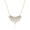 14K White  Yellow Gold Graduating Diamond Pendant Necklace - 0.7 ct