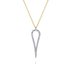 14K White Yellow Gold Graduating Diamond Pendant Necklace