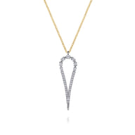 14K White Yellow Gold Graduating Diamond Pendant Necklace