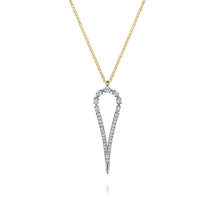 14K White Yellow Gold Graduating Diamond Pendant Necklace