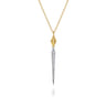 14K White Yellow Gold Graduating Diamond Spike and Rhombus Shape Pendant Necklace - 0.16 ct