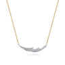 14K White Yellow Gold Graduating Diamond Three Spike Curved Bar Necklace - 0.25 ct