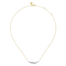 14K White Yellow Gold Graduating Diamond Three Spike Curved Bar Necklace - 0.25 ct