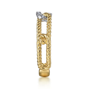 14K White-Yellow Gold Hampton Link Ring with Diamond Station