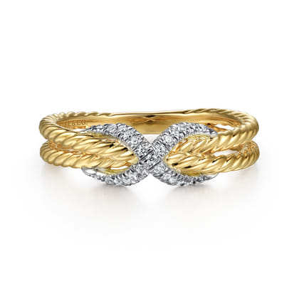 14K White-Yellow Gold Hampton Ring with Diamond X