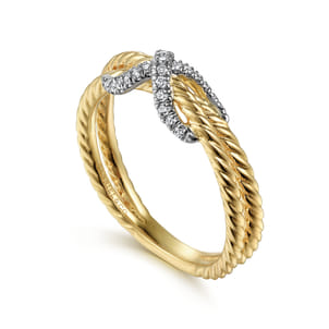 14K White-Yellow Gold Hampton Ring with Diamond X
