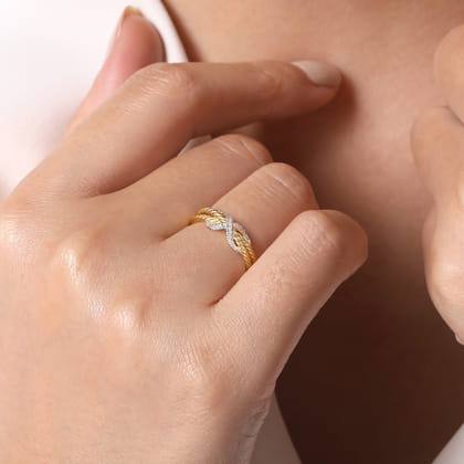 14K White-Yellow Gold Hampton Ring with Diamond X