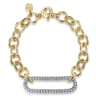 14K White Yellow Gold Hollow Tube Link Diamond Bracelet - 1.54 ct