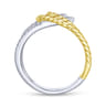 14K White-Yellow Gold Interlocking Loops Wide Band Diamond Ring - 0.35 ct