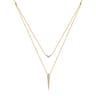 14K White Yellow Gold Layered Pave Diamond Bar and Spike Pendant Necklace - 0.23 ct
