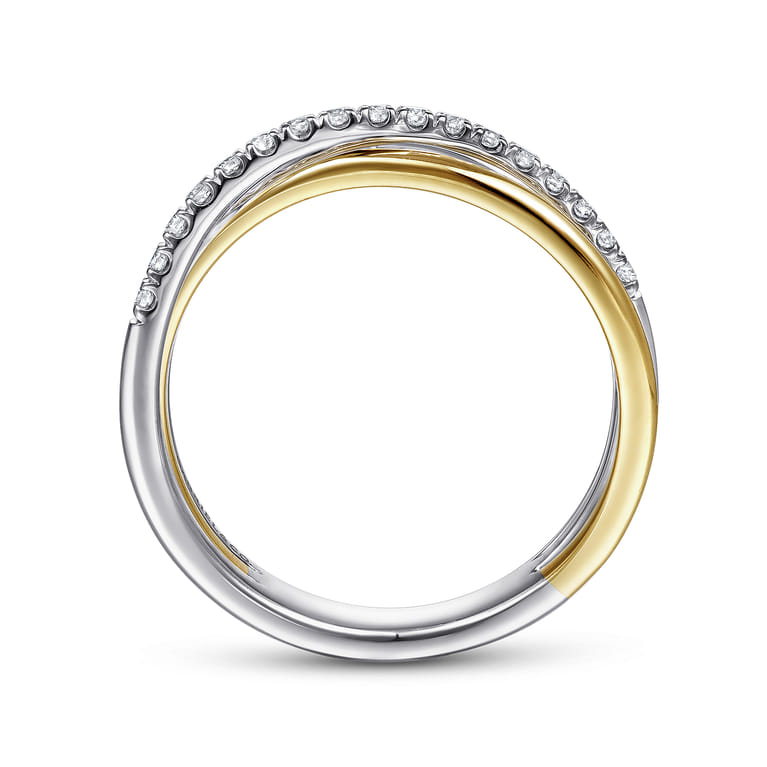 14K White-Yellow Gold Layered Three Strand Diamond Ring - 0.3 ct - Shot 2