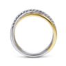 14K White-Yellow Gold Layered Three Strand Diamond Ring - 0.3 ct