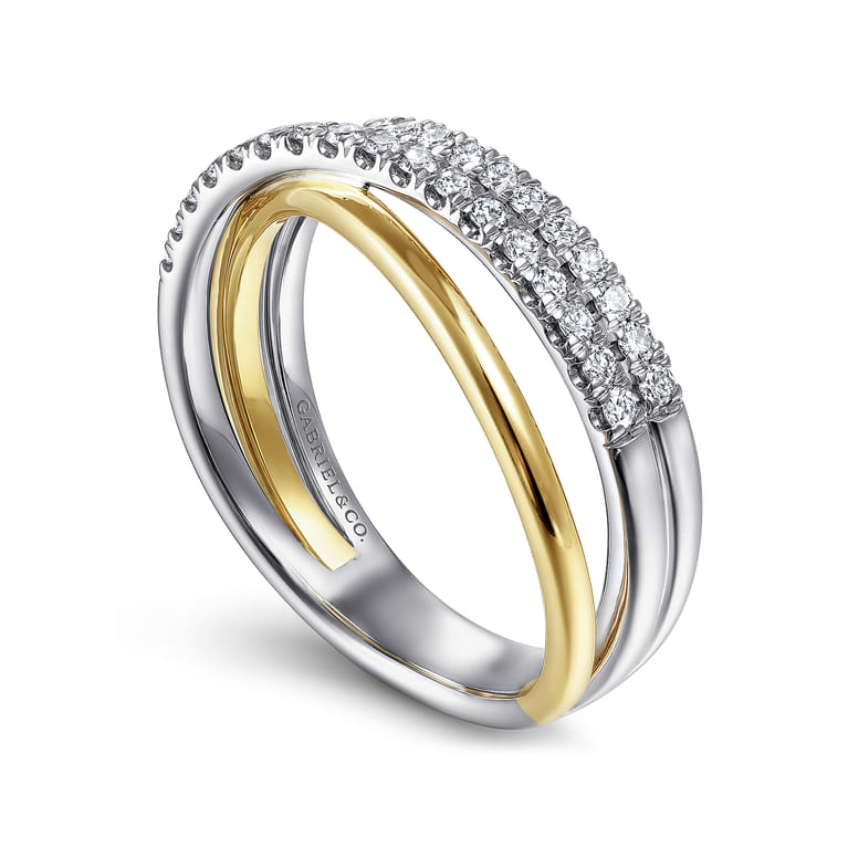 14K White-Yellow Gold Layered Three Strand Diamond Ring - 0.3 ct - Shot 3