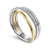 14K White-Yellow Gold Layered Three Strand Diamond Ring - 0.3 ct
