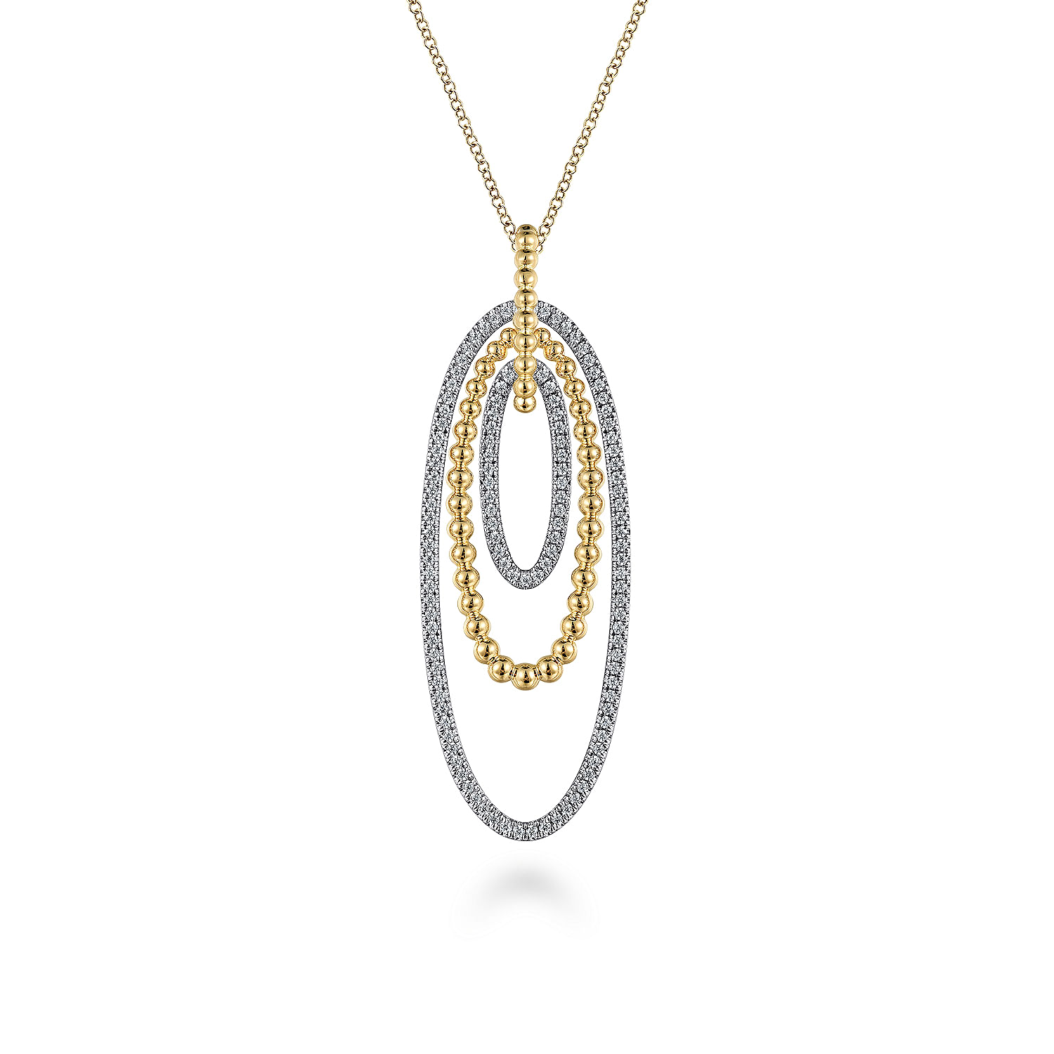 14k solid white deals and yellow gold with genuine diamonds circles pendant