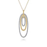 14K White-Yellow Gold Multi Oval Bujukan Diamond Pendant Necklace - 0.6 ct