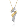 14K White  Yellow Gold Multi Row Graduating Diamond Bypass Pendant Necklace - 1.5 ct