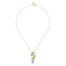 14K White  Yellow Gold Multi Row Graduating Diamond Bypass Pendant Necklace - 1.5 ct