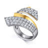 14K White  Yellow Gold Multi Row Graduating Diamond Bypass Ring - 2.05 ct