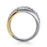 14K White  Yellow Gold Multi Row Graduating Diamond Bypass Ring - 1.5 ct