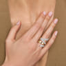 14K White  Yellow Gold Multi Row Graduating Diamond Bypass Ring - 1.5 ct