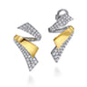 14K White  Yellow Gold Multi Row Graduating Diamond Bypass Stud Earrings - 1.75 ct