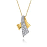 14K White  Yellow Gold Multi Row Graduating Diamond Pendant Necklace - 2 ct