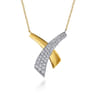 14K White  Yellow Gold Multi Row Graduating Diamond Pendant Necklace - 1.5 ct