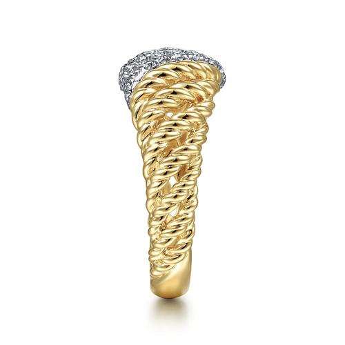 14K White-Yellow Gold Multi Twisted Rope and Diamond Ring - 0.45 ct - Shot 4