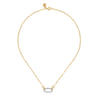 14K White  Yellow Gold Open Oval Shape Diamond Hollow Paperclip Chain Necklace - 0.2 ct