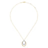 14K White-Yellow Gold Oval Twisted Rope and Pave Diamond Pendant Necklace - 0.42 ct