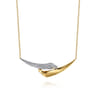 14K White  Yellow Gold Pave Diamond Bypass Bar Necklace - 0.5 ct