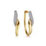 14K White  Yellow Gold Pave Diamond Bypass Hoop Earrings - 0.3 ct
